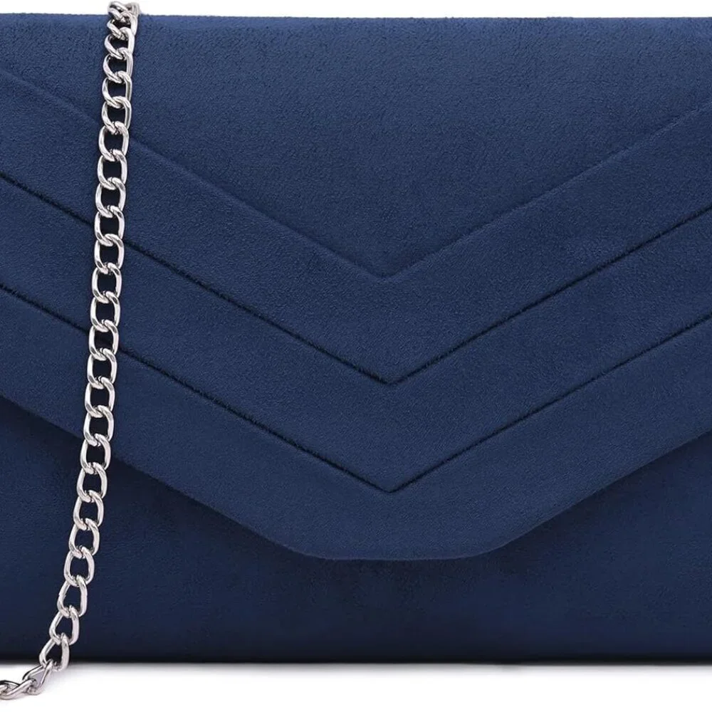 Suede Evening Clutch Bag Women Crossbody Shoulder Purse Formal Party